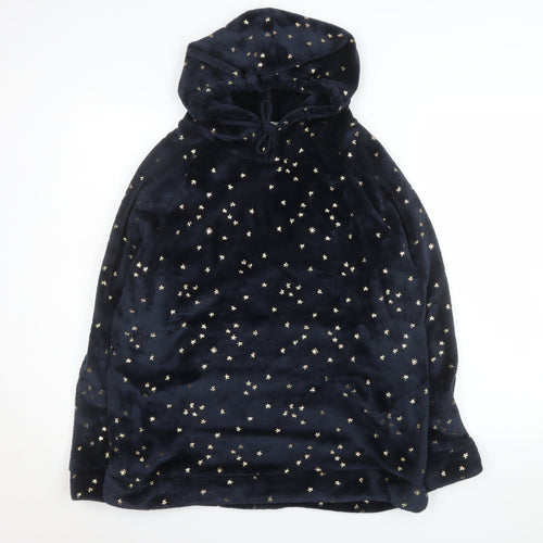 Tu Women's Blue Star Fleece Hooded Nightshirt Size 14