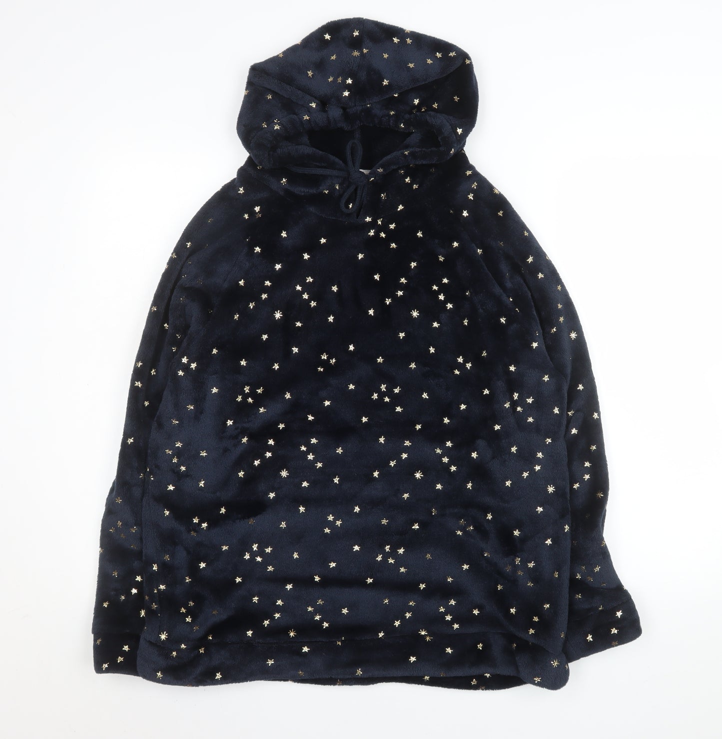 Tu Women's Blue Star Fleece Hooded Nightshirt Size 14