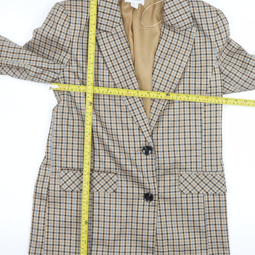 Primark Women Beige Check Single-Breasted Blazer Size 8