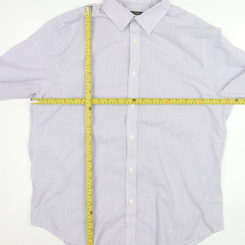 George Men’s Purple Checked Long Sleeve 17in Regular Fit Dress Shirt