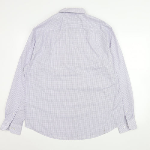 George Men’s Purple Checked Long Sleeve 17in Regular Fit Dress Shirt