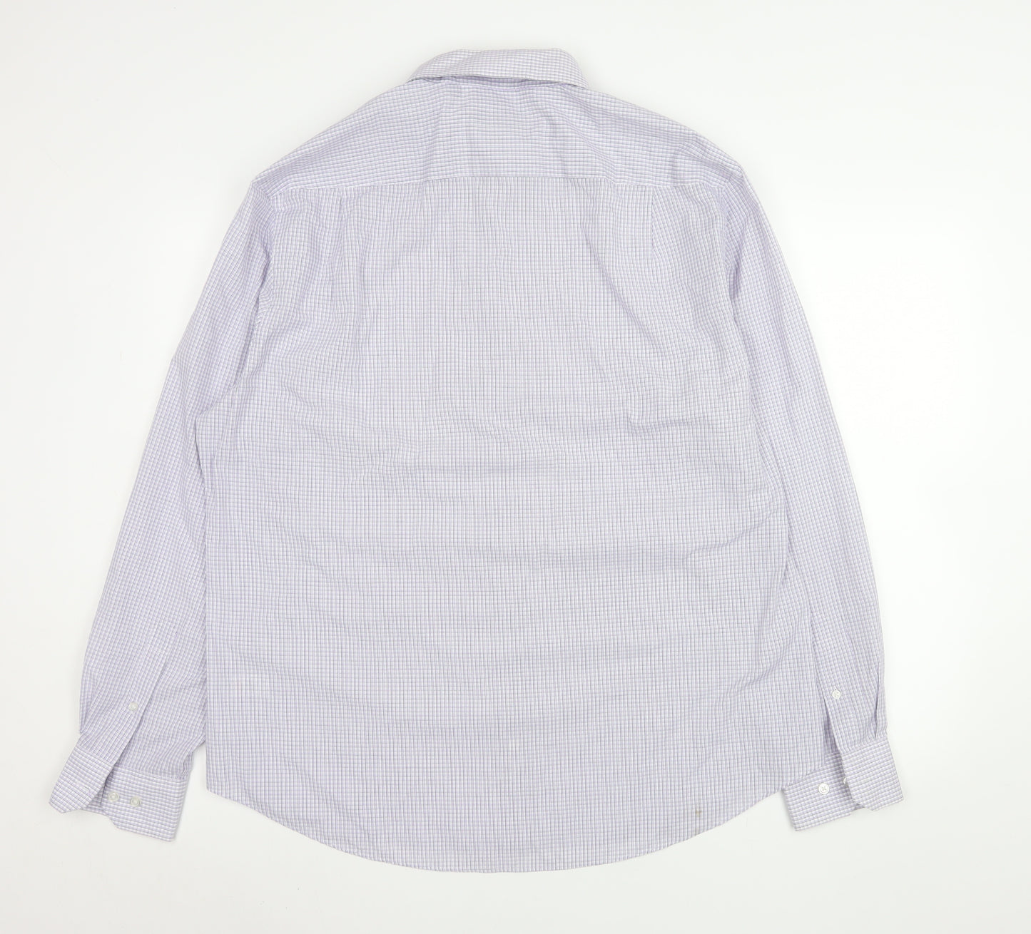 George Men’s Purple Checked Long Sleeve 17in Regular Fit Dress Shirt