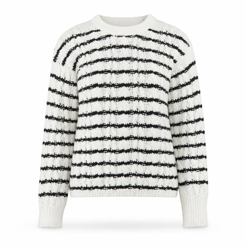 Primark Women White Black Striped Cotton Knit Jumper 2XS