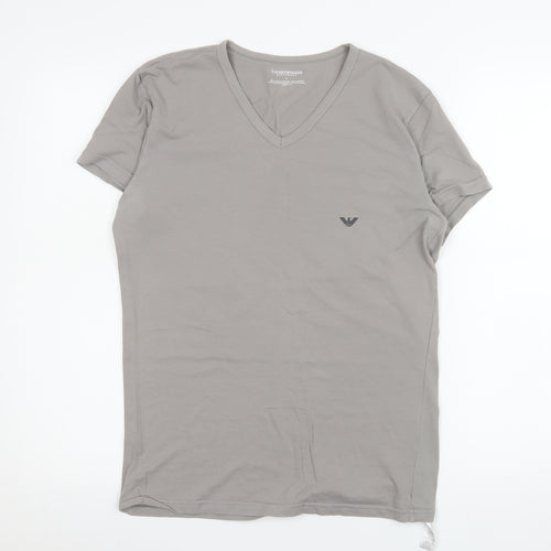 Emporio Armani Men’s Grey V-Neck Short Sleeve T-Shirt Size L