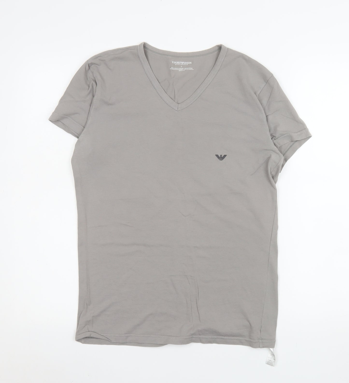 Emporio Armani Men’s Grey V-Neck Short Sleeve T-Shirt Size L