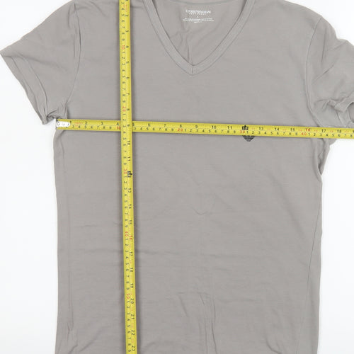 Emporio Armani Men’s Grey V-Neck Short Sleeve T-Shirt Size L