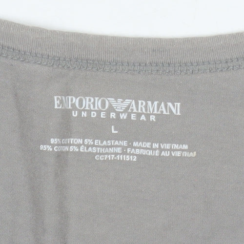 Emporio Armani Men’s Grey V-Neck Short Sleeve T-Shirt Size L