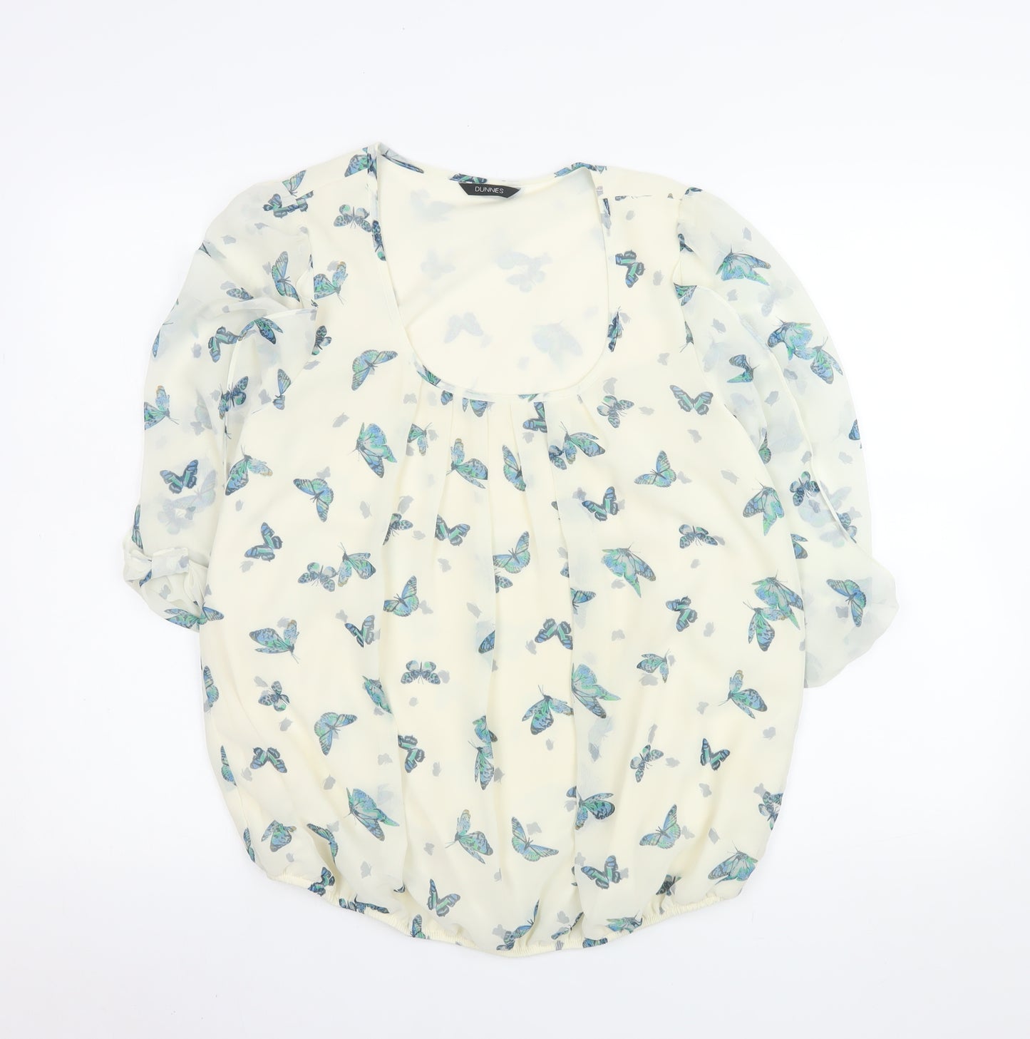 Dunnes Women’s Ivory Butterfly Chiffon Blouse Size 14 Tunic Style