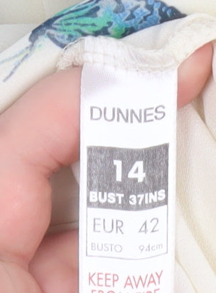Dunnes Women’s Ivory Butterfly Chiffon Blouse Size 14 Tunic Style