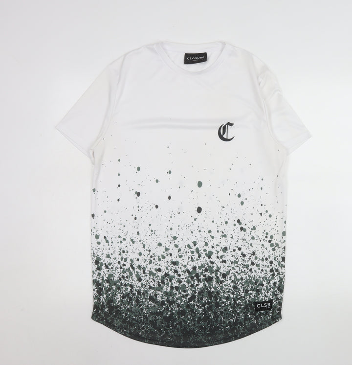 Closure London Men's White Graphic Print Crew Neck T-Shirt L