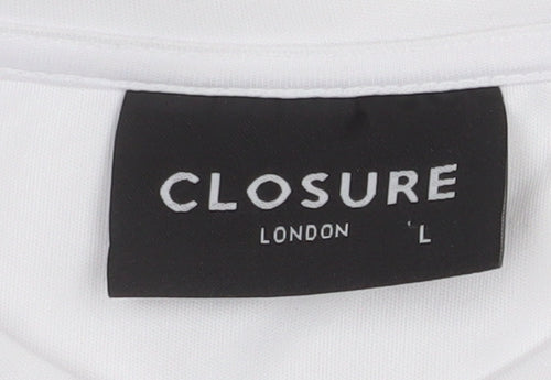 Closure London Men's White Graphic Print Crew Neck T-Shirt L