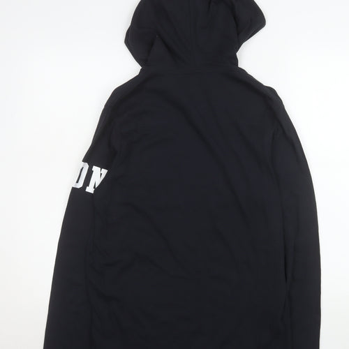 FCUK Women's Black Cotton Pullover Hoodie L Graphic Print Casual