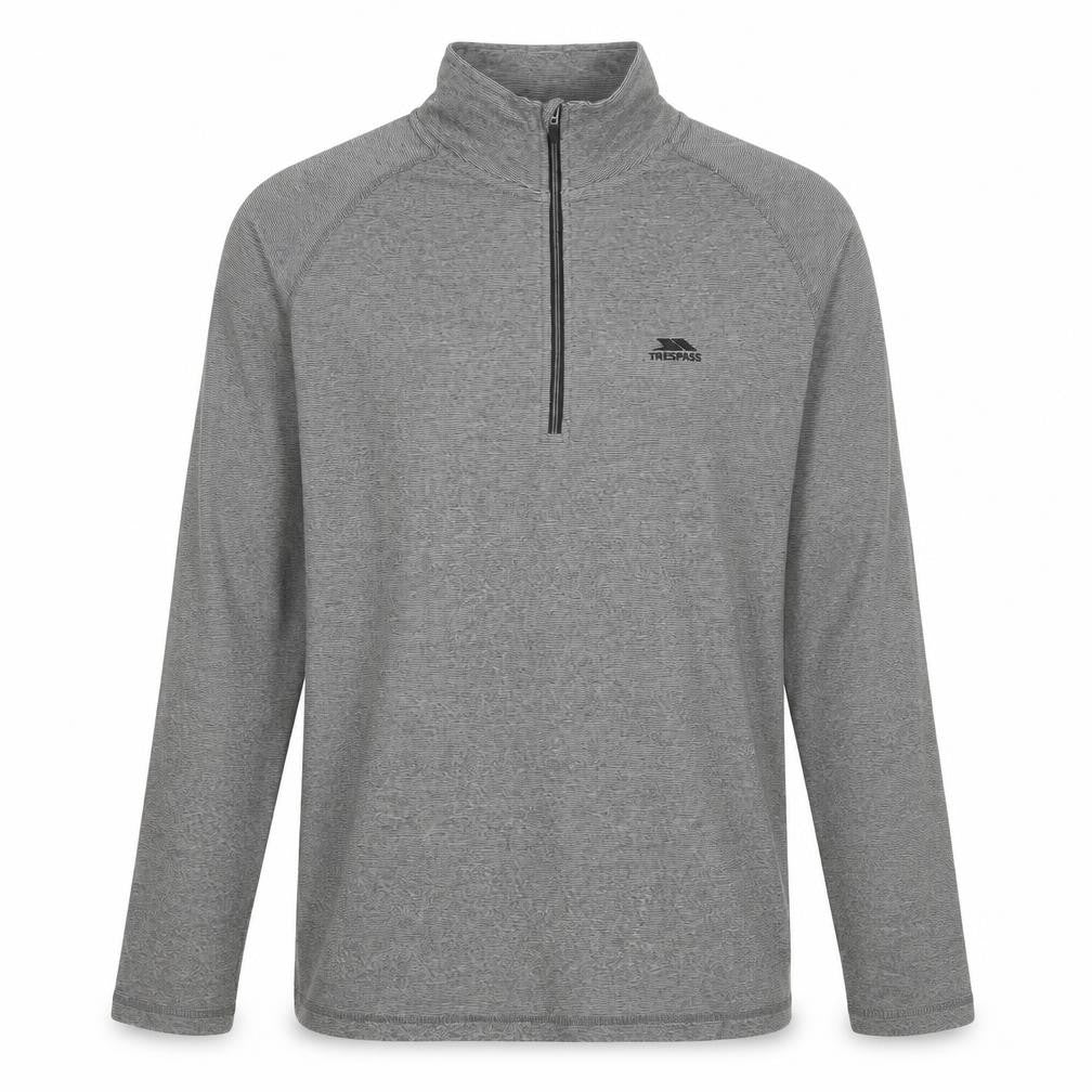 Front view of Trespass Men's Grey 1/2 Zip Pullover Sweatshirt L Outdoor Hiking Top