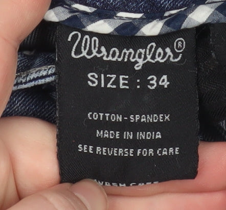 Wrangler Men's Blue Straight Regular Fit Denim Jeans Size 34