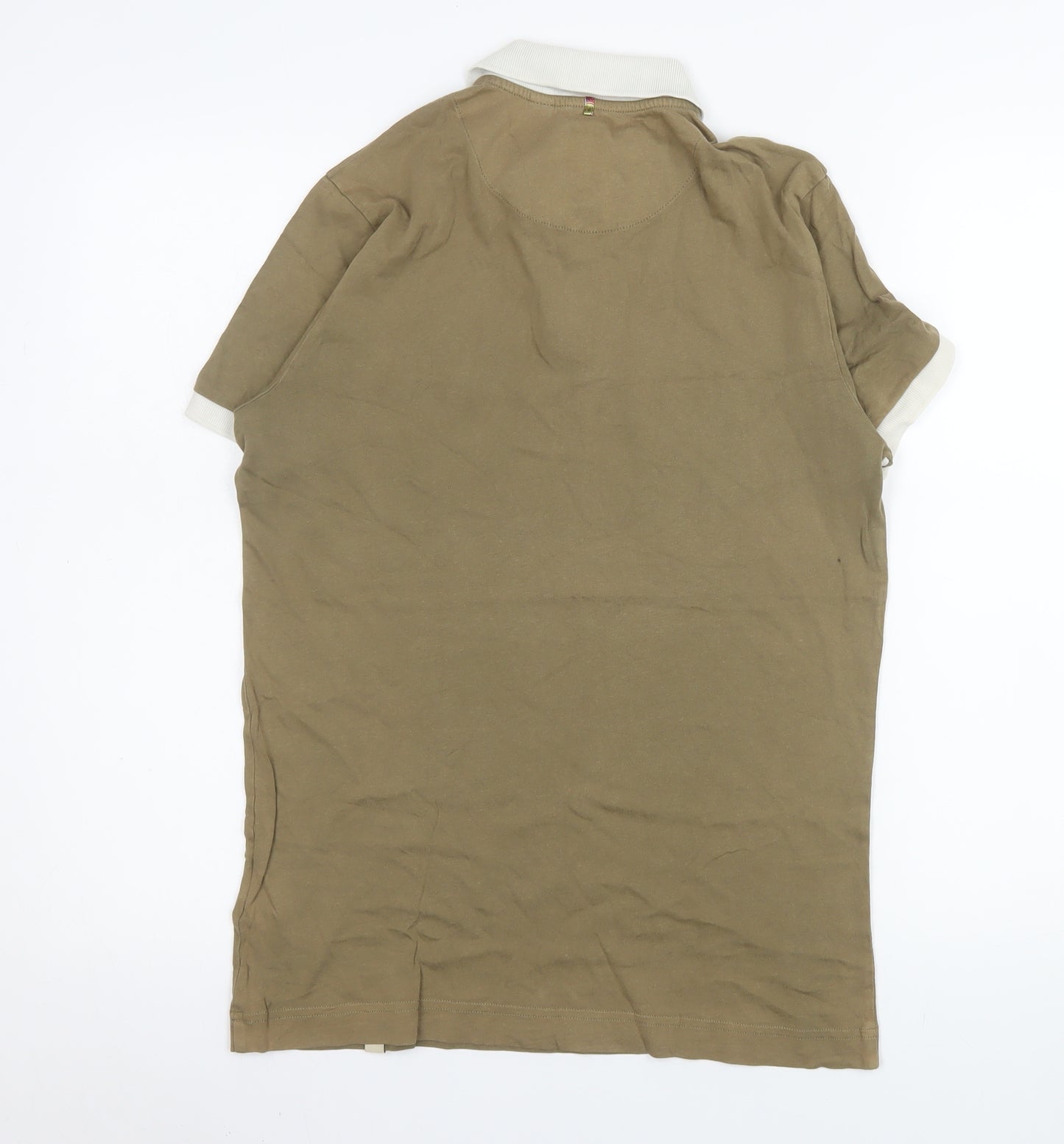 Pretty Green Men's Brown Colourblock Cotton Polo Shirt XS