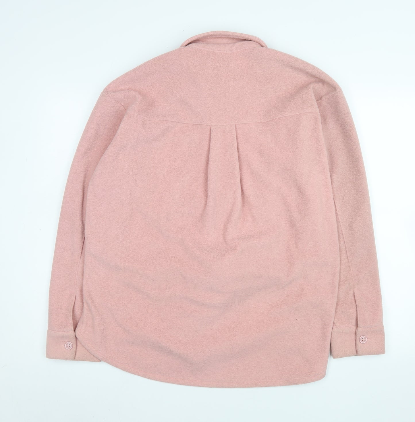 Monki Women Pink Fleece Button Jacket XS Relaxed Fit Casual