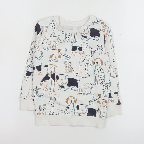 George Boys White Dog Print Pullover Sweatshirt 2-3 Years