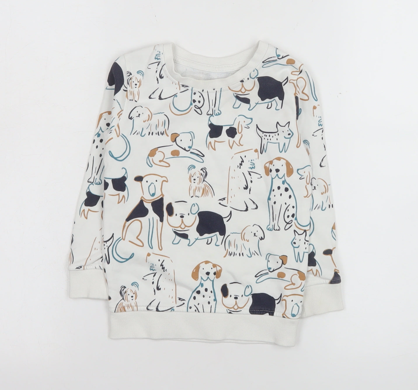 George Boys White Dog Print Pullover Sweatshirt 2-3 Years
