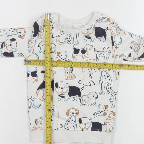 George Boys White Dog Print Pullover Sweatshirt 2-3 Years