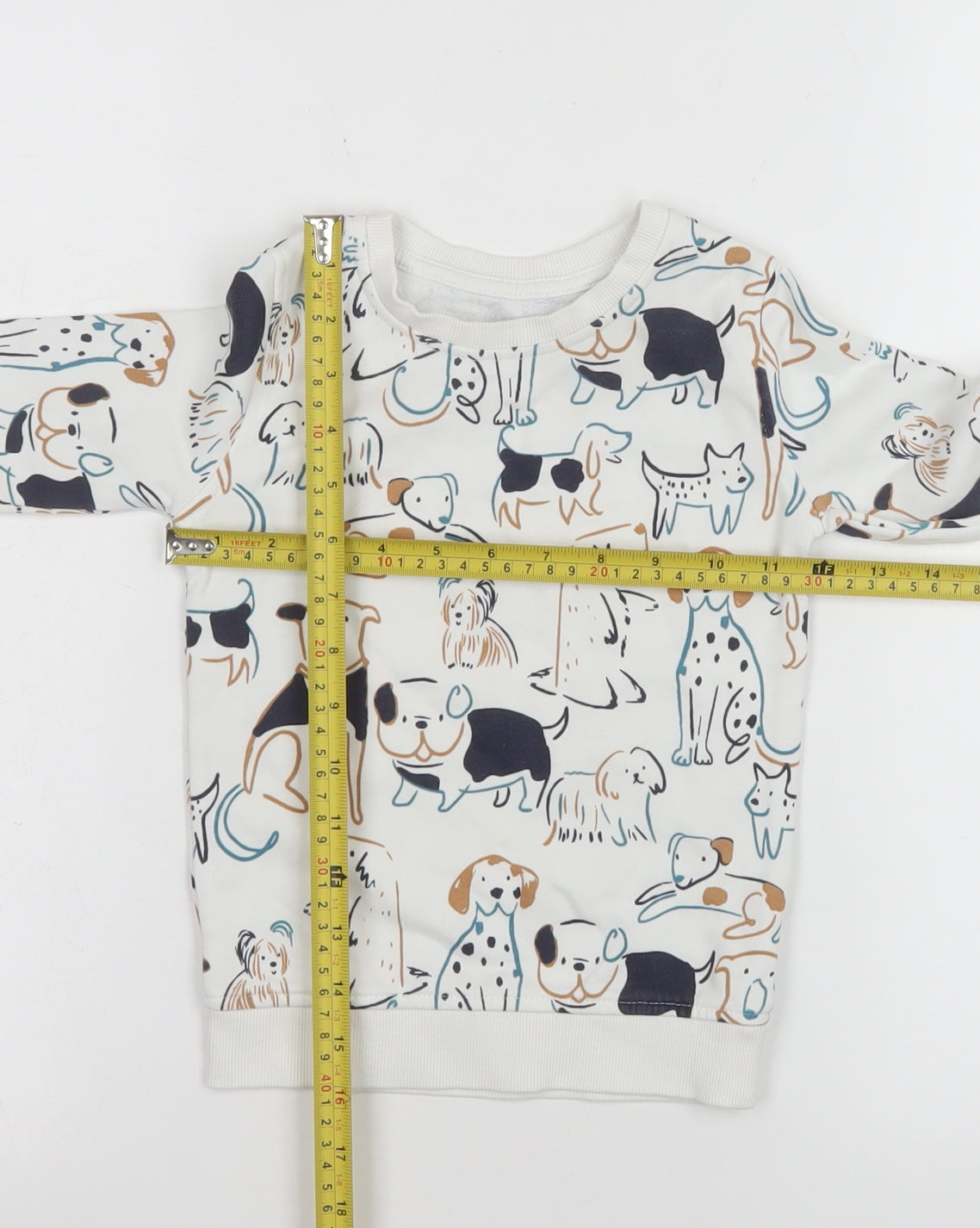 George Boys White Dog Print Pullover Sweatshirt 2-3 Years