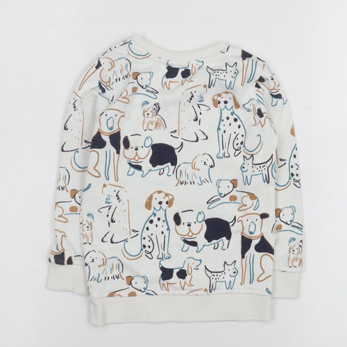 George Boys White Dog Print Pullover Sweatshirt 2-3 Years