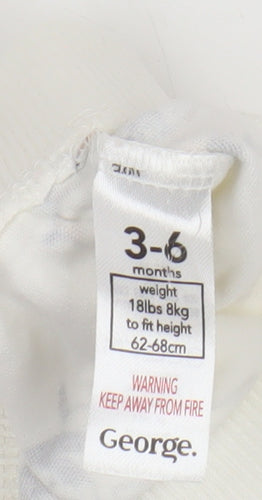 George Unisex Baby White Cotton Dog Print Jogger Trousers 3-6 Months