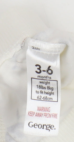George Unisex Baby White Cotton Dog Print Jogger Trousers 3-6 Months