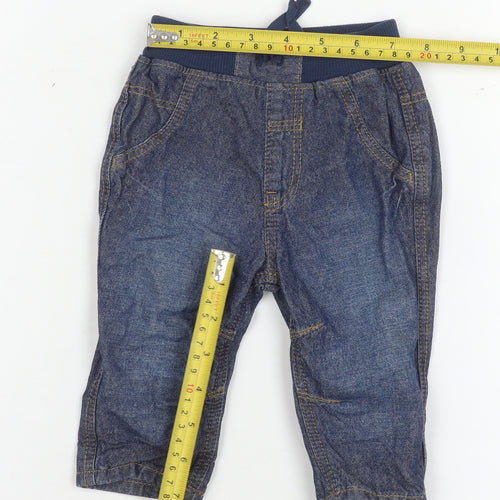 George Unisex Baby Blue Denim Jeans 3-6 Months Elastic Waist Drawstring