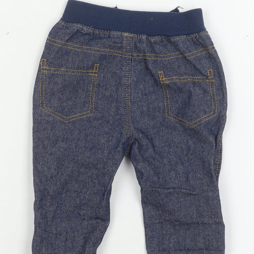 George Unisex Baby Blue Denim Jeans 3-6 Months Elastic Waist Drawstring