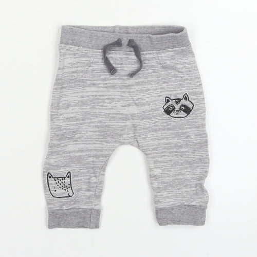 George Unisex Baby Grey Jogger Trousers 3-6 Months 100% Cotton Animal Print