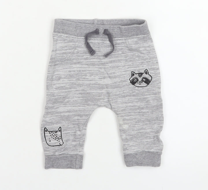George Unisex Baby Grey Jogger Trousers 3-6 Months 100% Cotton Animal Print