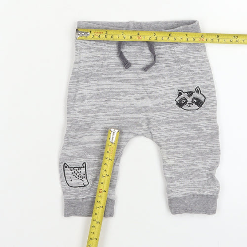 George Unisex Baby Grey Jogger Trousers 3-6 Months 100% Cotton Animal Print