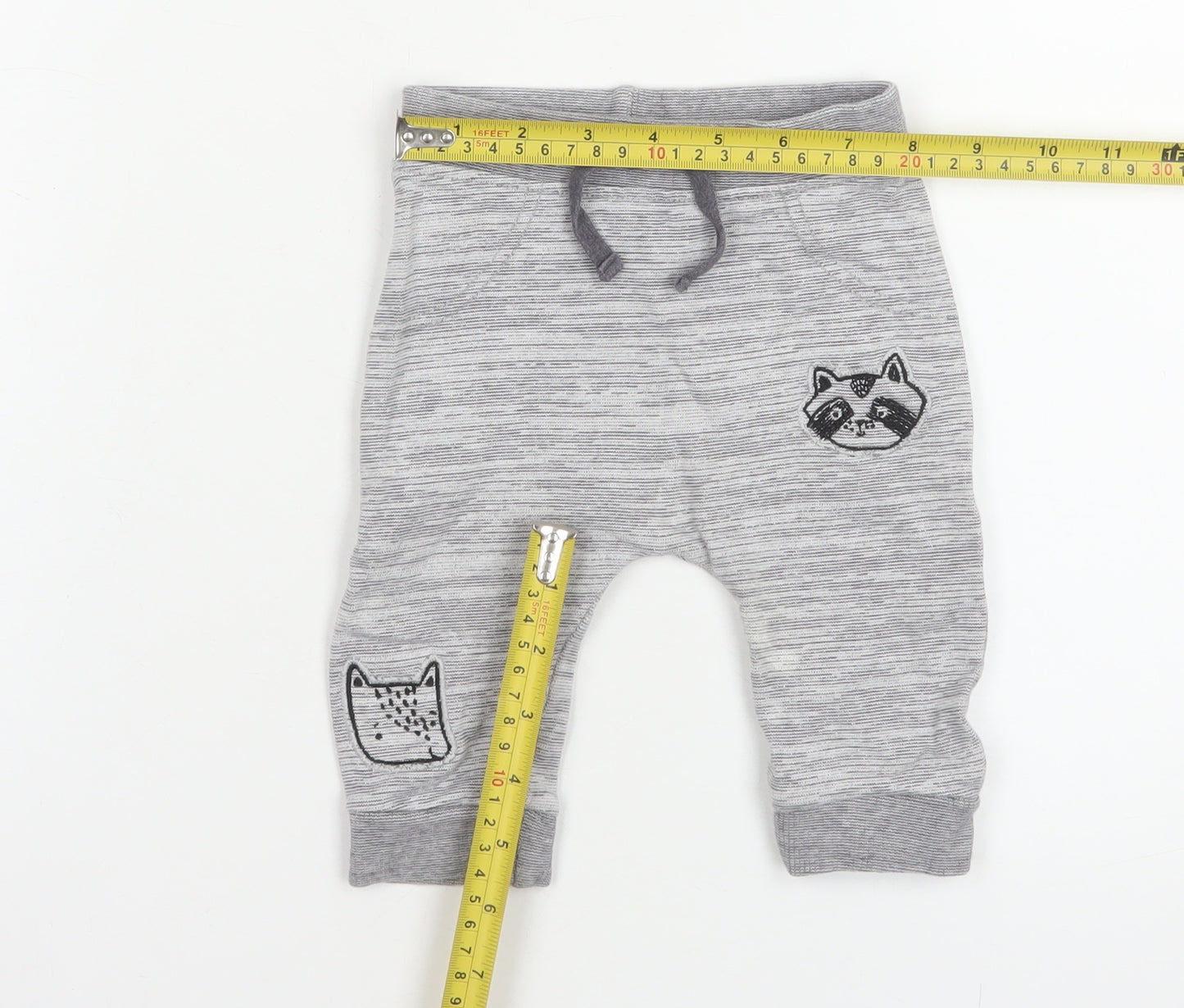 George Unisex Baby Grey Jogger Trousers 3-6 Months 100% Cotton Animal Print