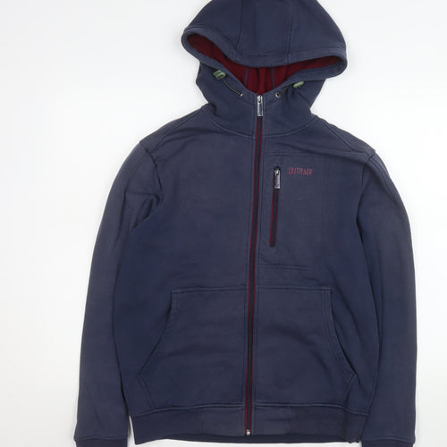 Outrage Men's Blue Medium Hooded Full Zip Cotton Blend Jacket
