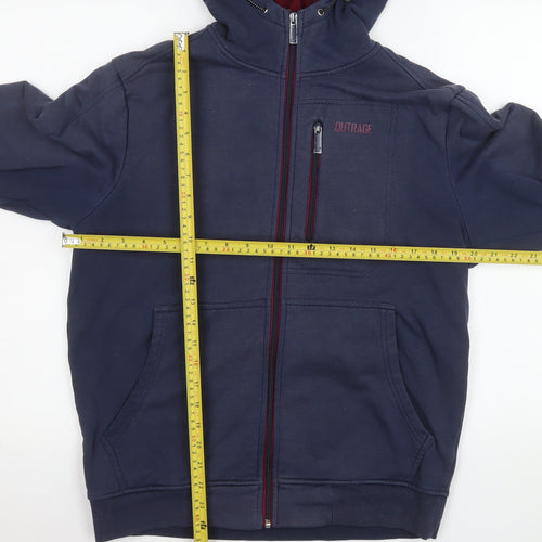 Outrage Men's Blue Medium Hooded Full Zip Cotton Blend Jacket