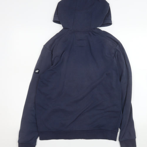 Outrage Men's Blue Medium Hooded Full Zip Cotton Blend Jacket