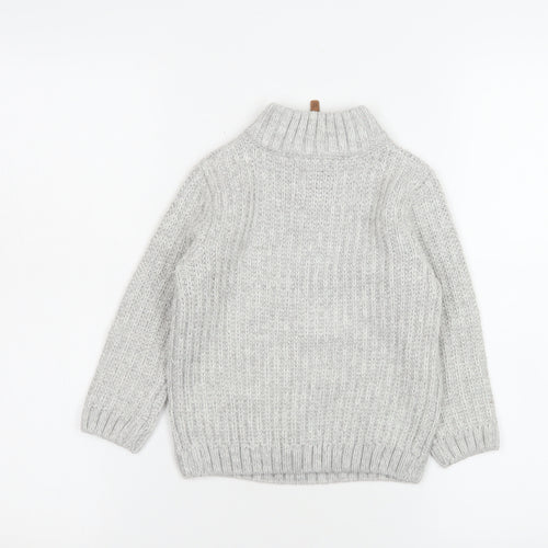 Next Boys Grey 2-3 Years 1/4 Zip Cable Knit Wool Blend Sweatshirt