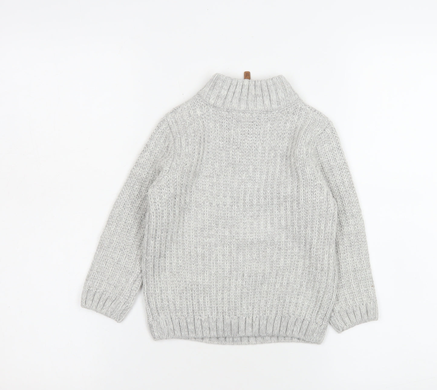 Next Boys Grey 2-3 Years 1/4 Zip Cable Knit Wool Blend Sweatshirt