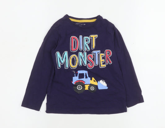 Jeff & Co Boys Blue Dirt Monster Long Sleeve T-Shirt 2-3 Years
