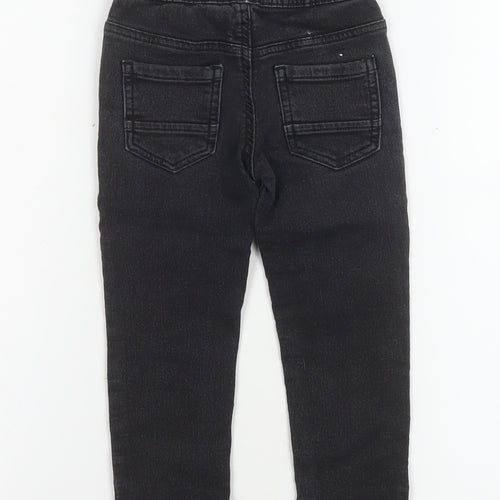 Dunnes Stores Boys Black Straight Jeans 2-3 Years Elastic Waist Denim