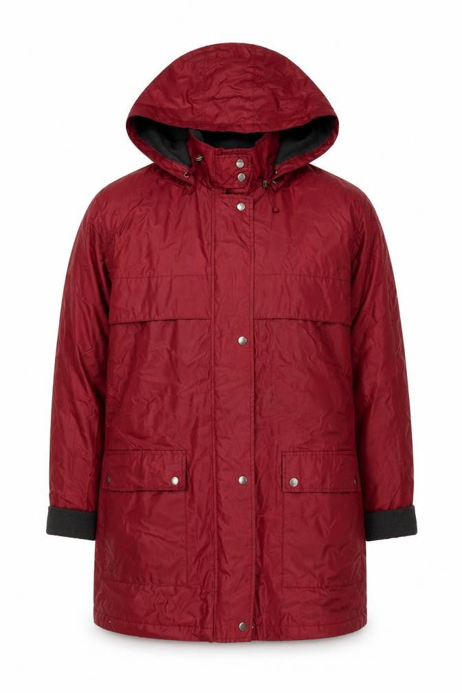Front view of Four Seasons Women's Red Waterproof Hooded Rain Coat XL