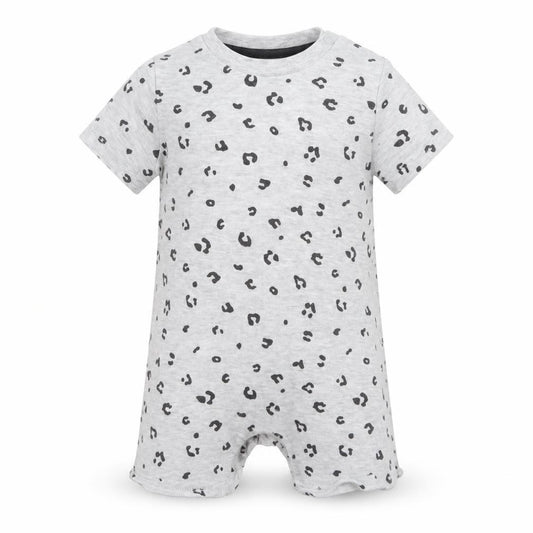 F&F Unisex Baby Grey Animal Print Romper 3-6 Months Cotton Blend Summer