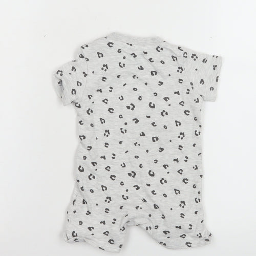 F&F Unisex Baby Grey Animal Print Romper 3-6 Months Cotton Blend Summer
