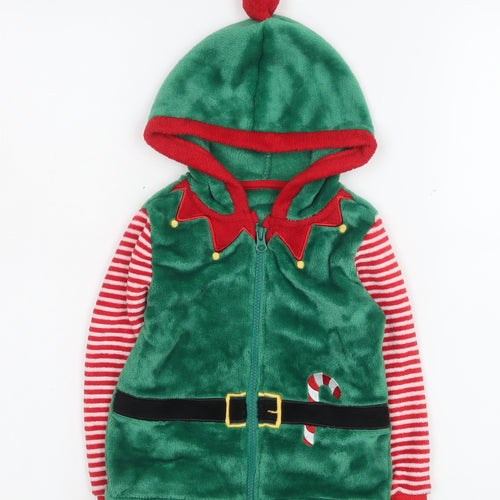 Dunnes Stores Boys Green Elf Christmas Hooded Jacket 2-3 Years