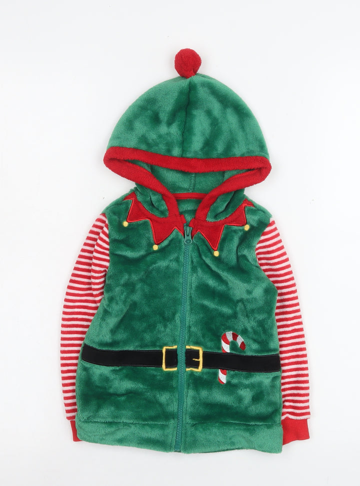 Dunnes Stores Boys Green Elf Christmas Hooded Jacket 2-3 Years