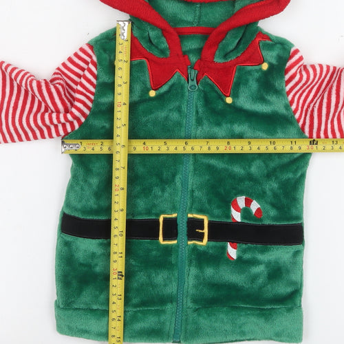 Dunnes Stores Boys Green Elf Christmas Hooded Jacket 2-3 Years