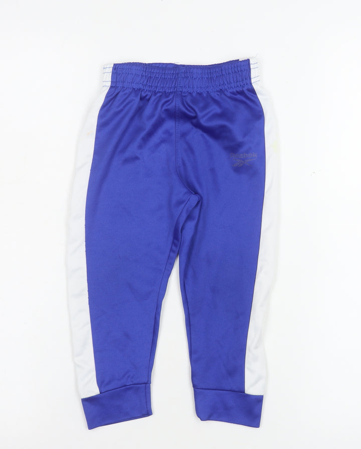 Reebok Boys Blue Track Pants 2 Years Elastic Waist Polyester Activewear