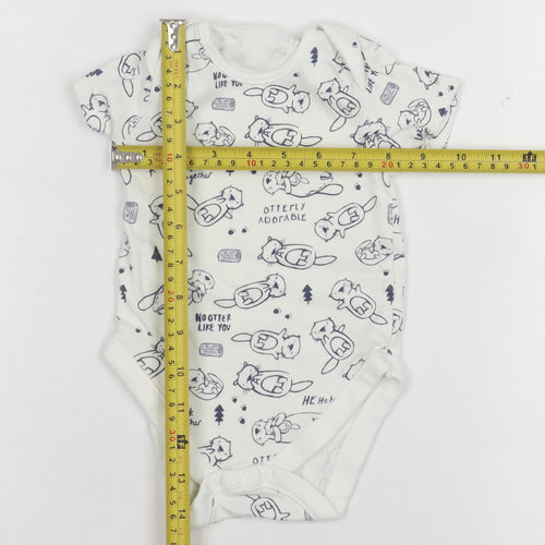 George White Otter Print Short Sleeve Babygrow Unisex 6-9 Months