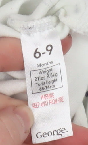 George White Otter Print Short Sleeve Babygrow Unisex 6-9 Months
