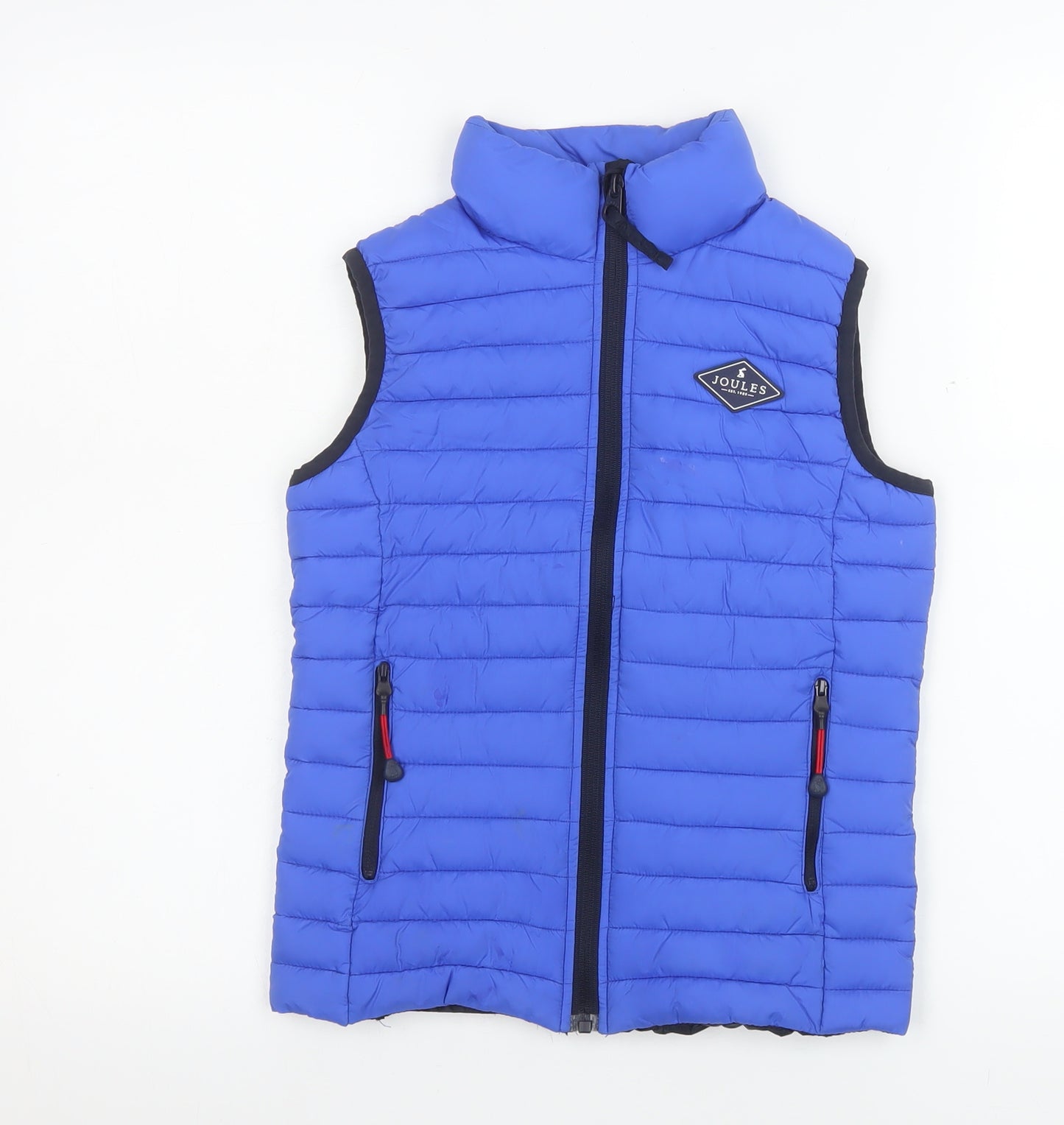 Joules Boys Blue Padded Bodywarmer Gilet 7-8 Years Zip Up Outdoor Waistcoat